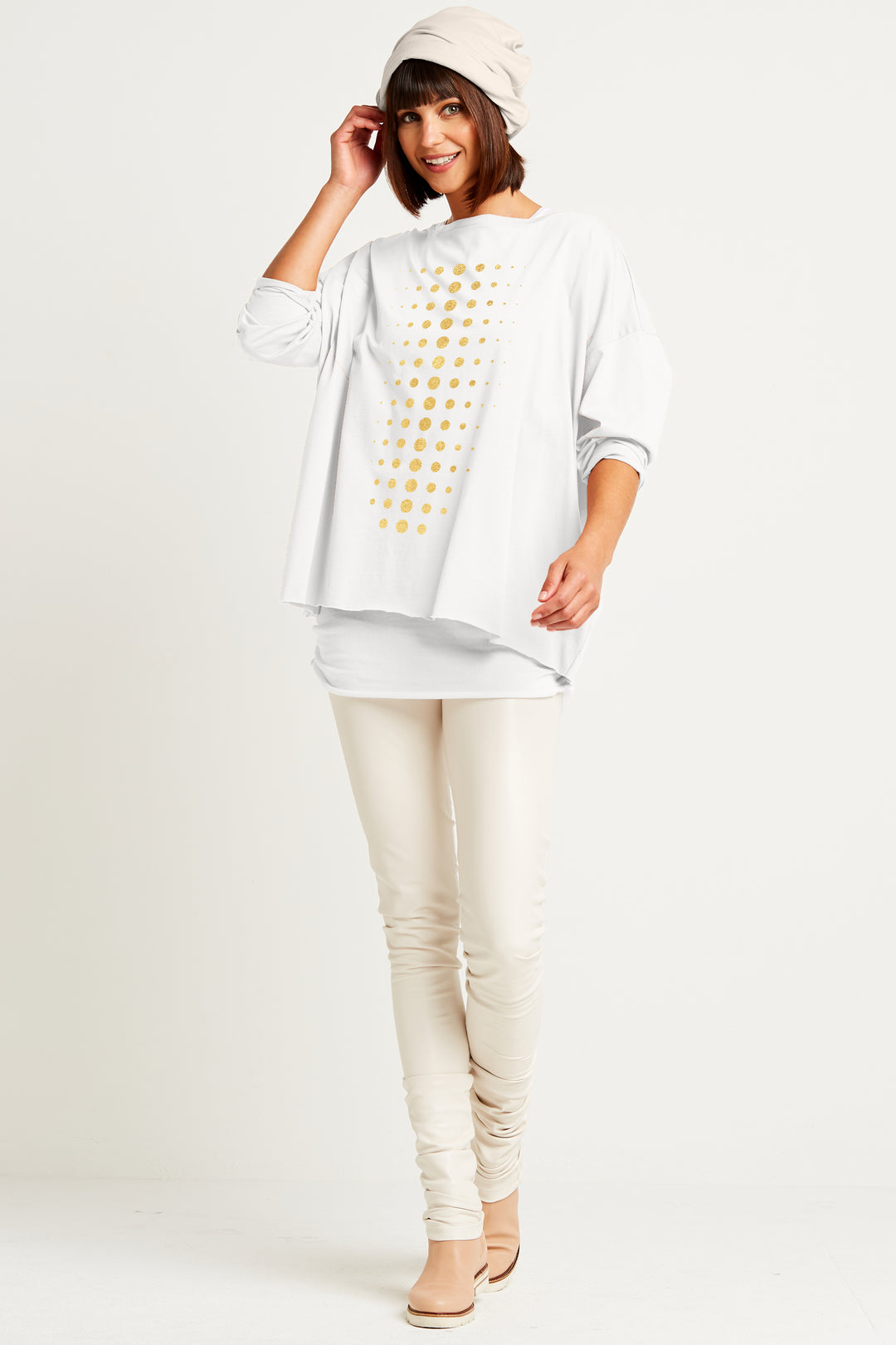 Pima Cotton Metallic Dot Dot Dot Luxury Boxy T