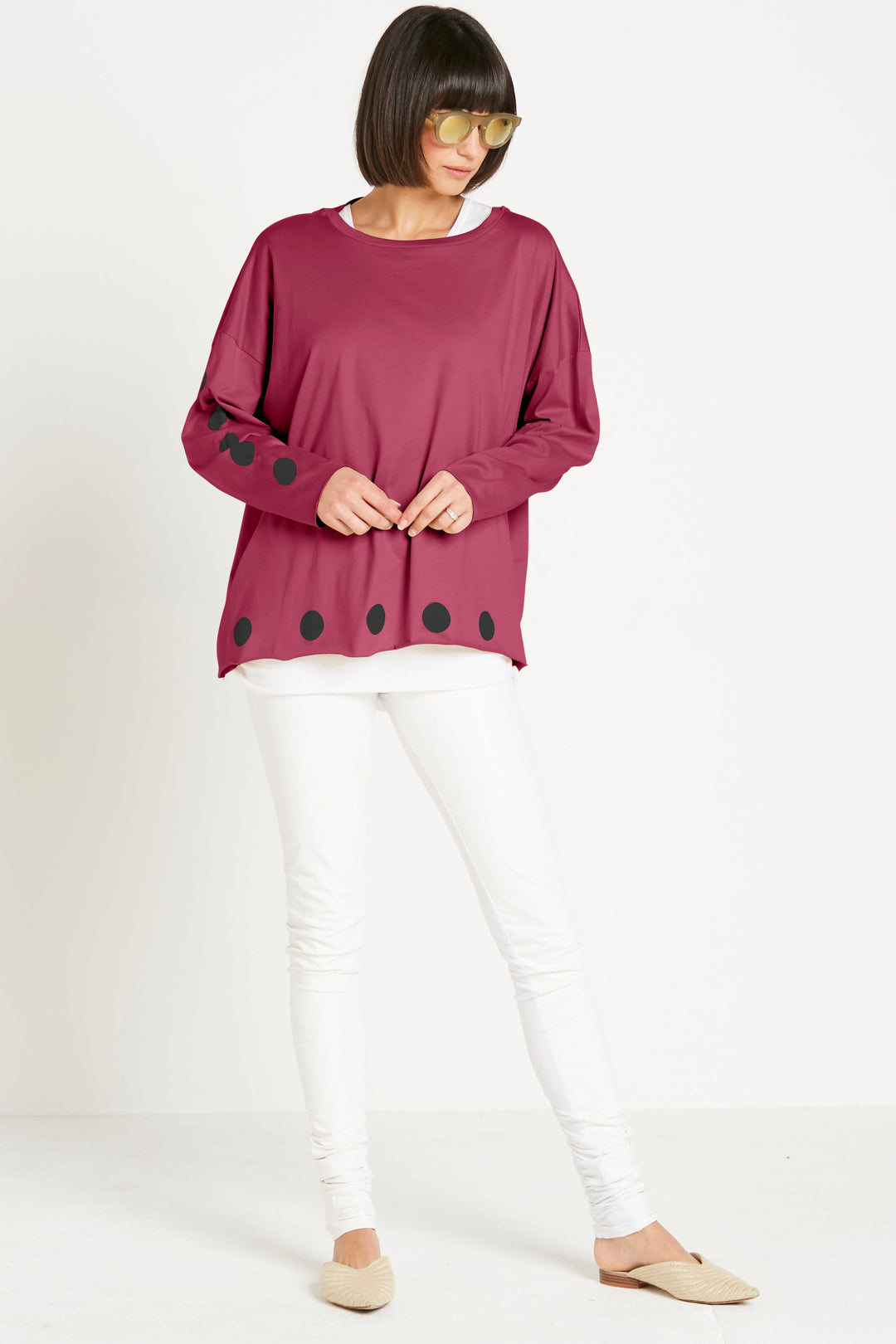 Pima Cotton Polka Dot Luxury Boxy T