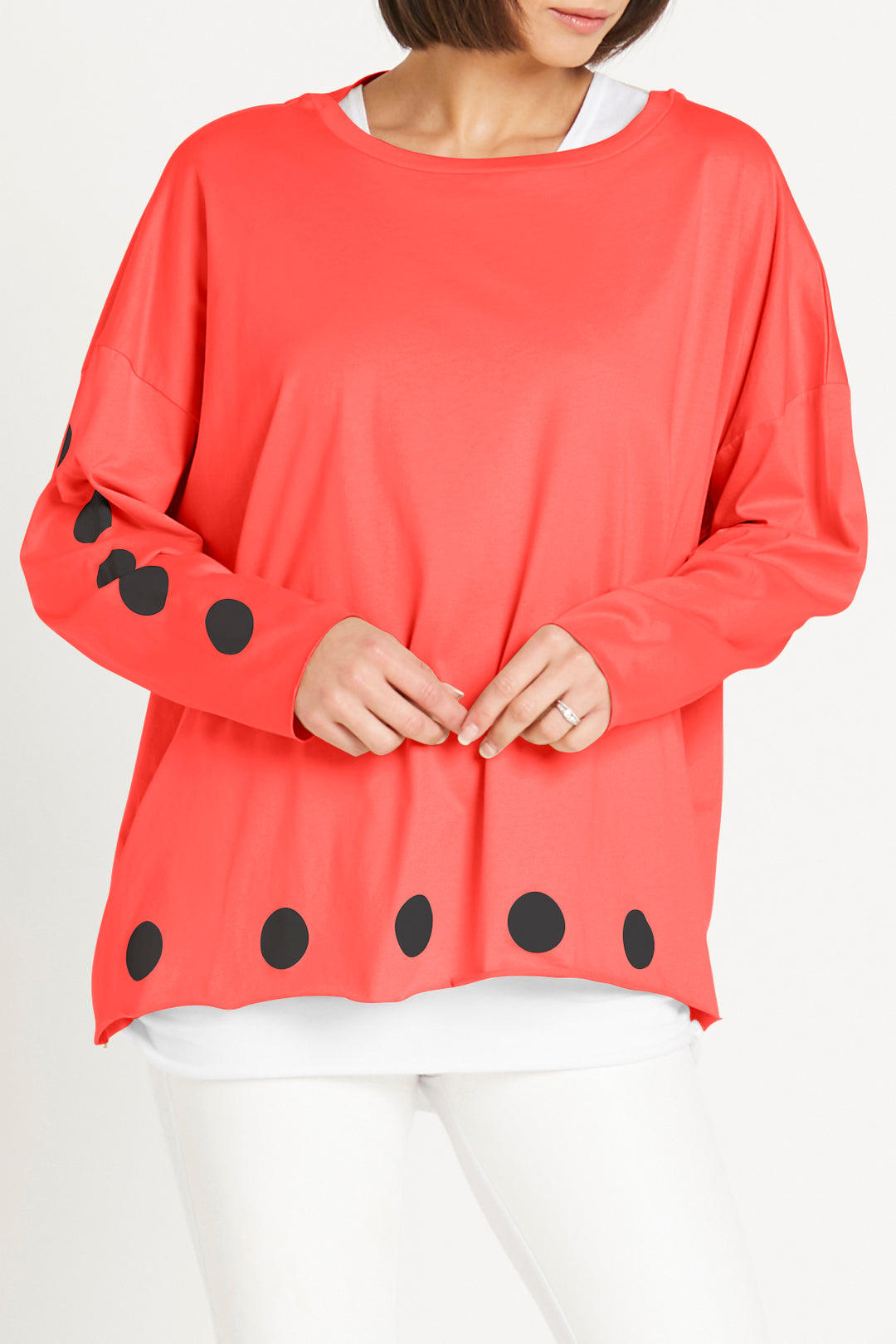 Pima Cotton Polka Dot Luxury Boxy T