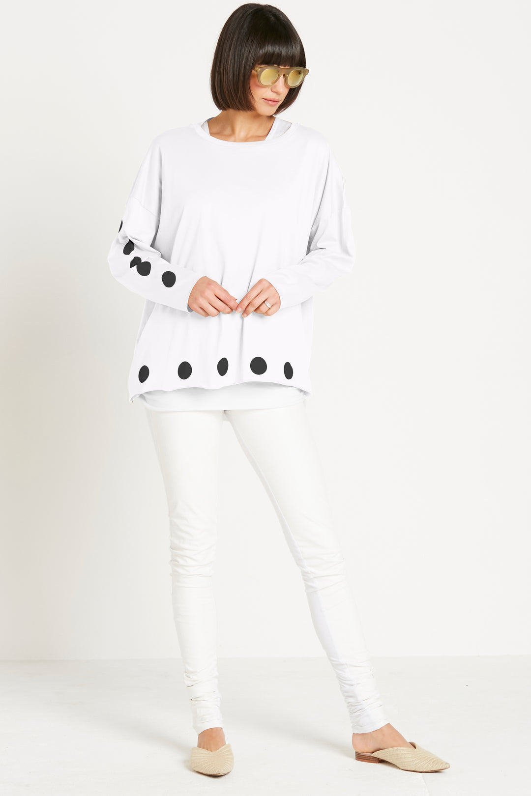 Pima Cotton Polka Dot Luxury Boxy T