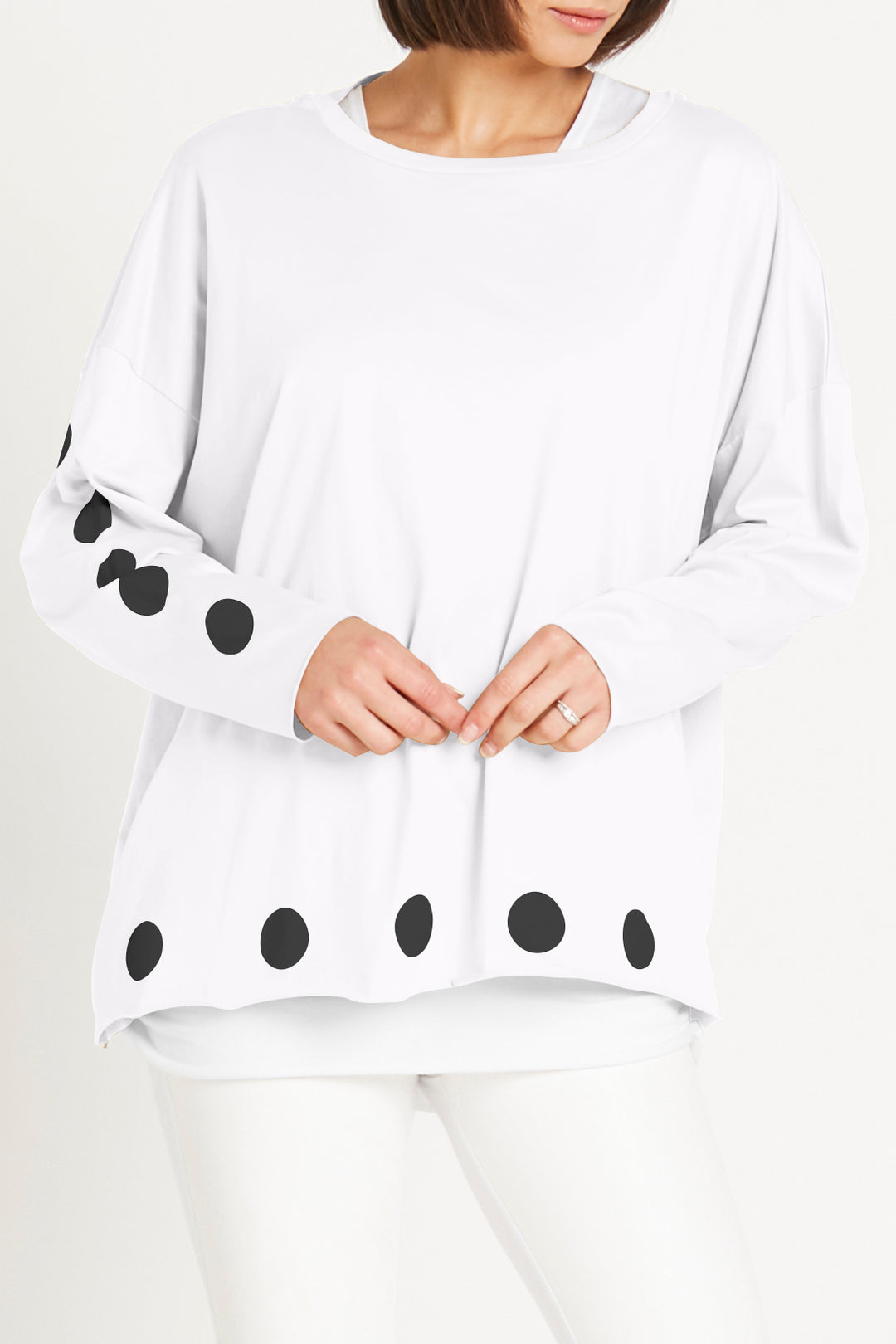 Pima Cotton Polka Dot Luxury Boxy T