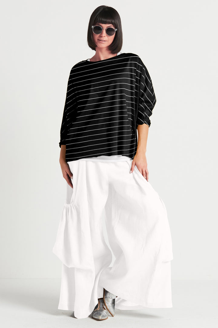 Pima Cotton Pencil Stripe Luxury Boxy T