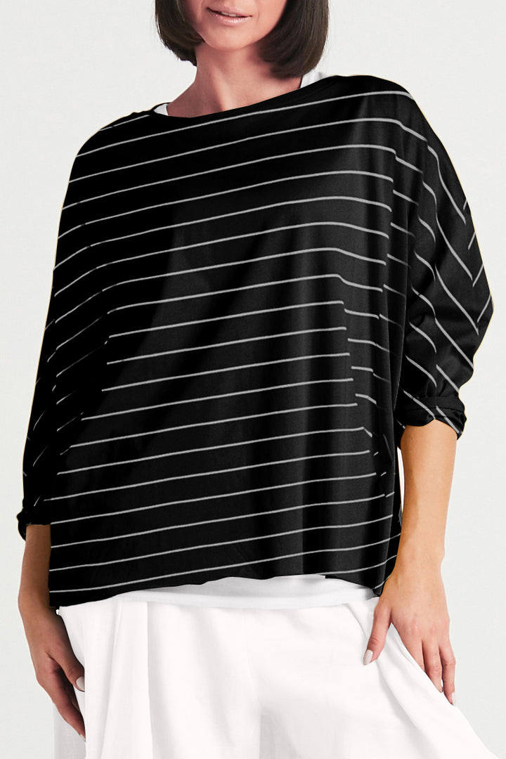 Pima Cotton Pencil Stripe Luxury Boxy T