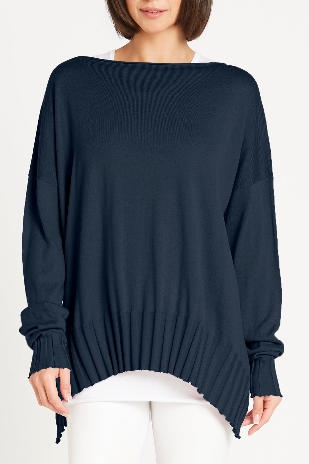 Pima Cotton Boatneck Rib - Midnight