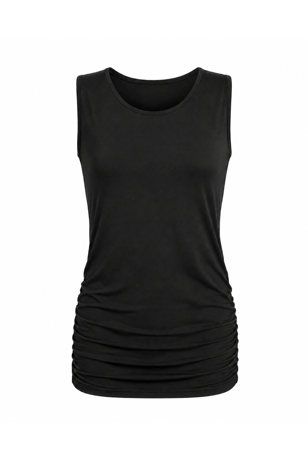 Matte Jersey Ruched Tank - Black