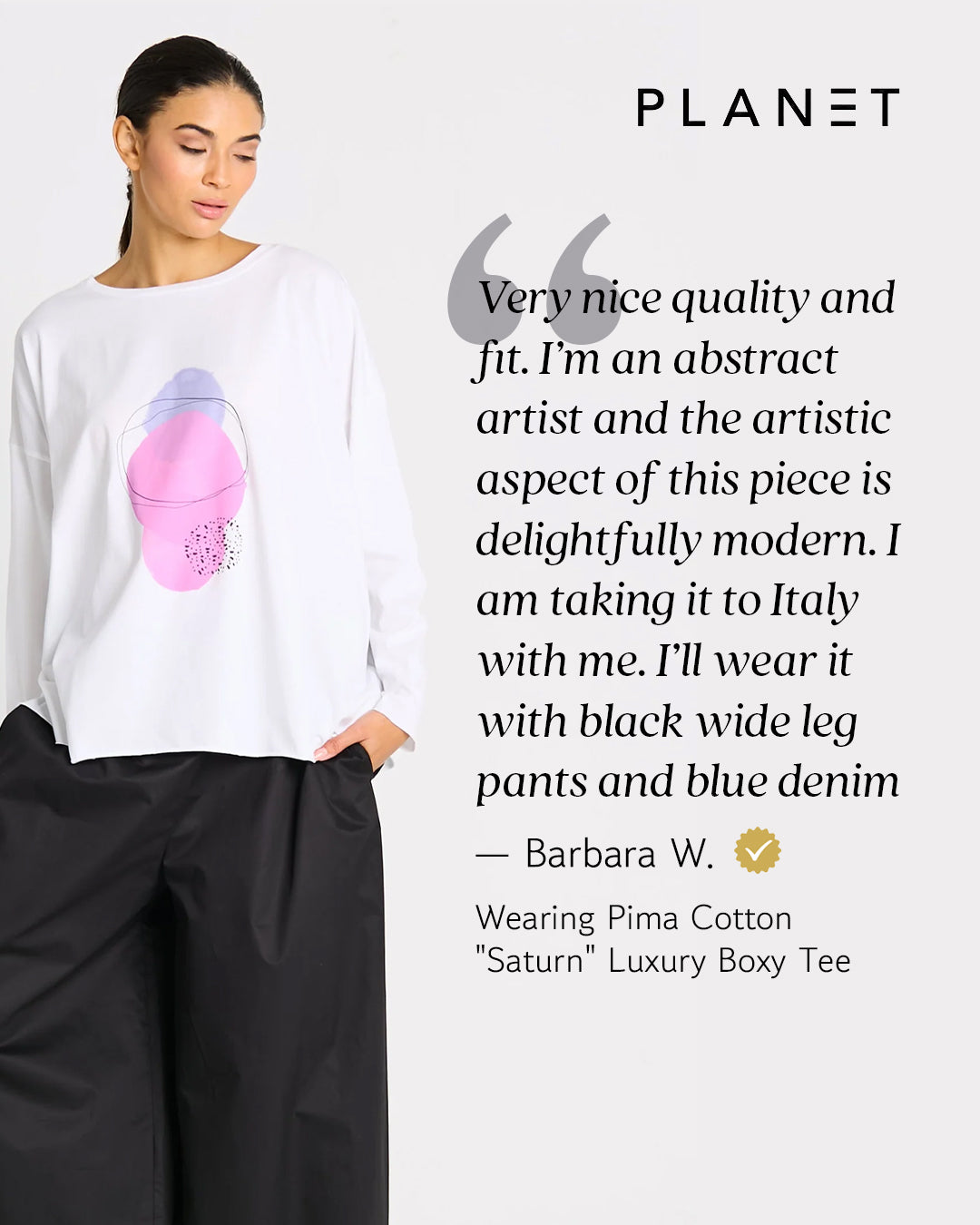 Pima Cotton "Saturn" Luxury Boxy Tee - White