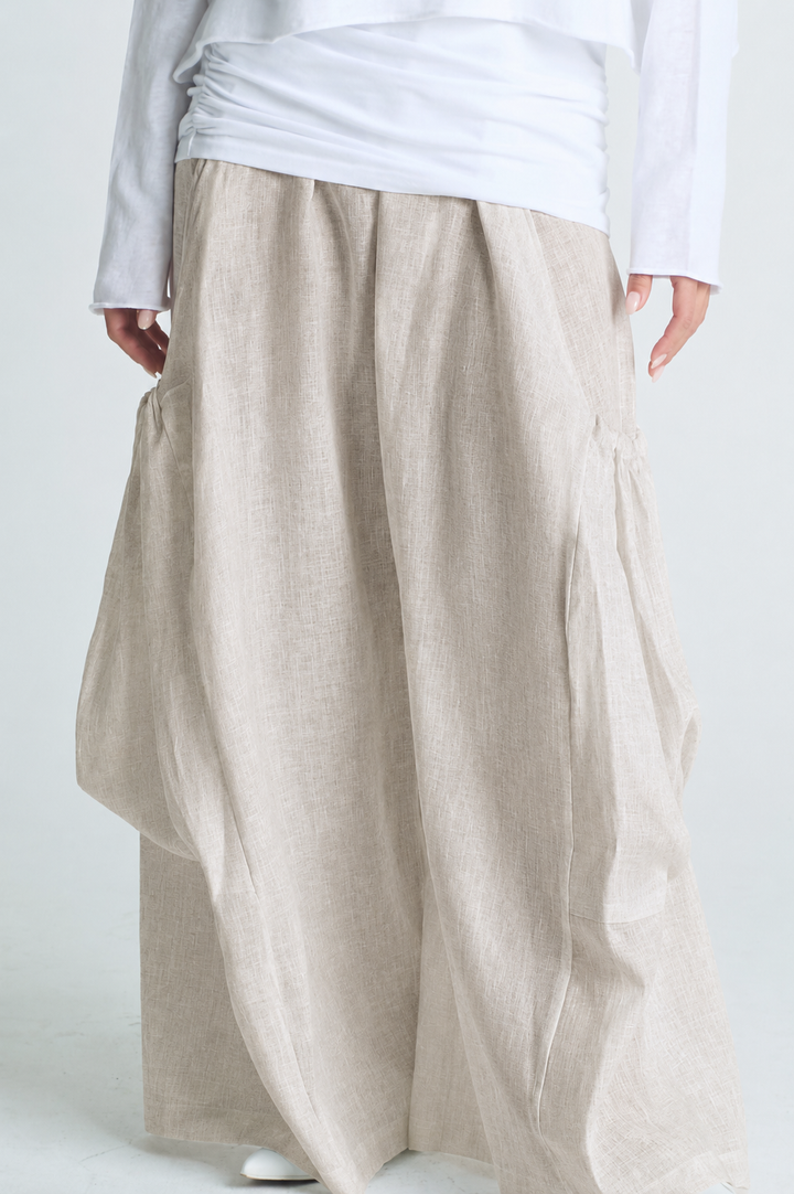 Linen Big Pocket Pants - Oat