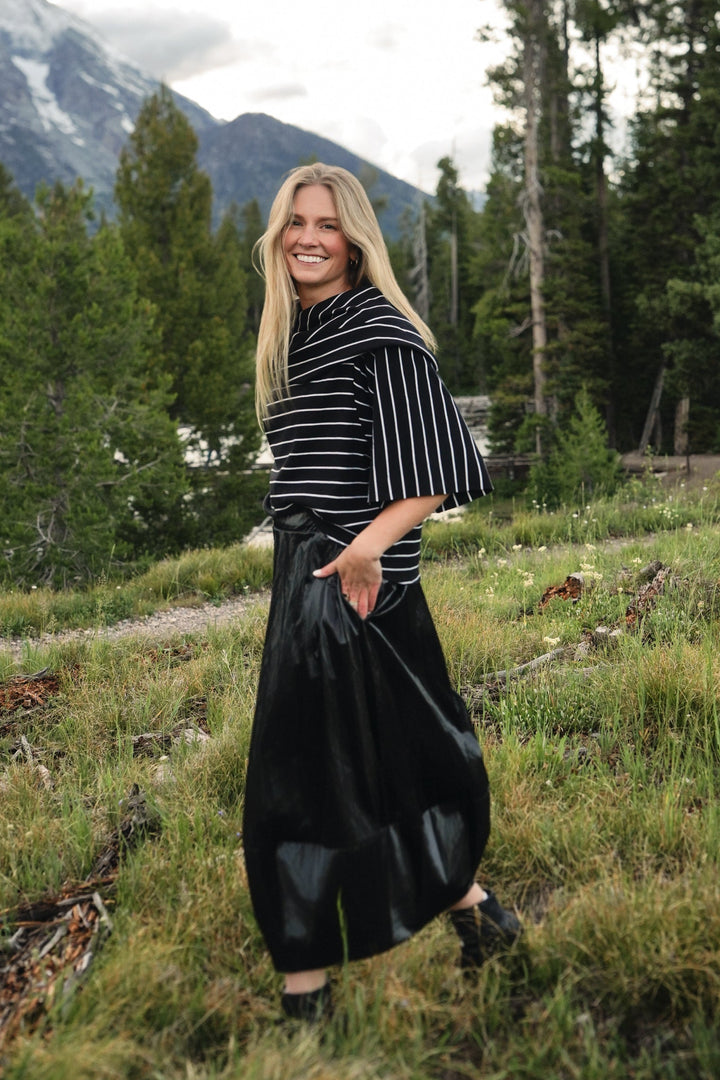 Pima Cotton Jackie O Top - Black/White