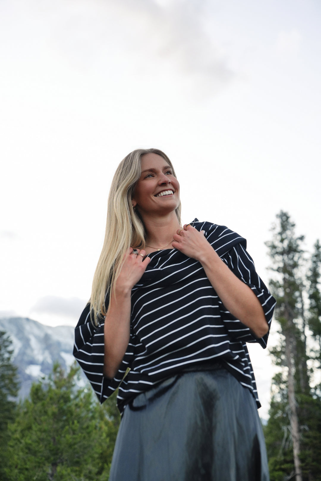 Pima Cotton Jackie O Top - Black/White