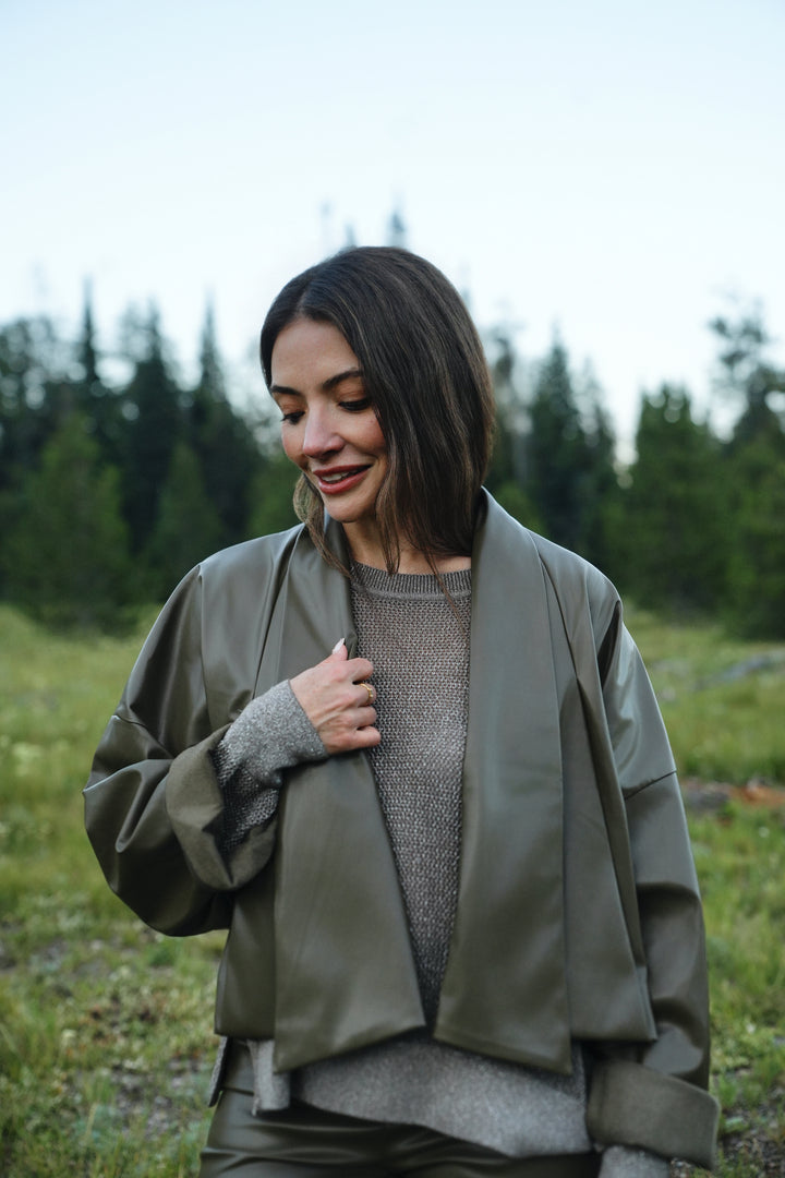 Vegan Leather Origami Jacket - Turtle