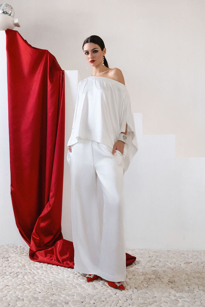 Holiday Sateen Off the Shoulder Blouse