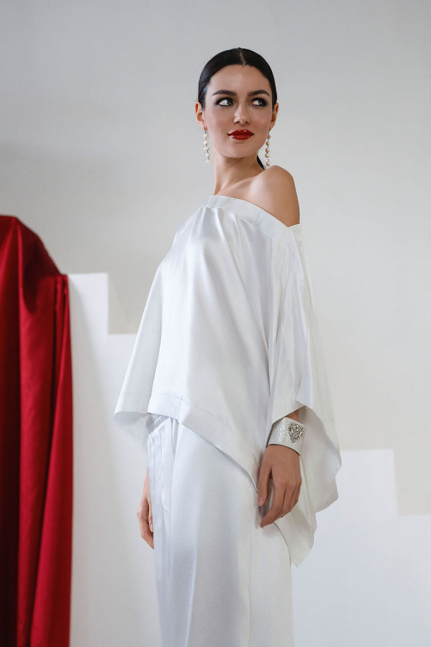 Holiday Sateen Off the Shoulder Blouse