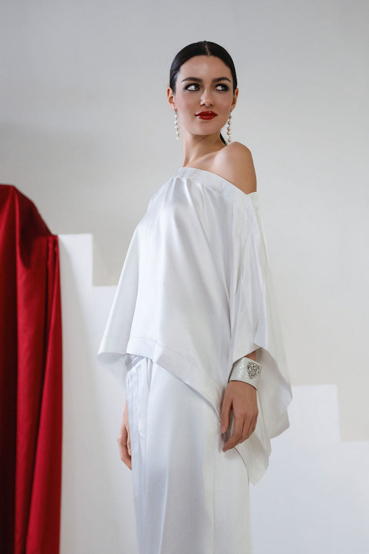 Holiday Sateen Off the Shoulder Blouse