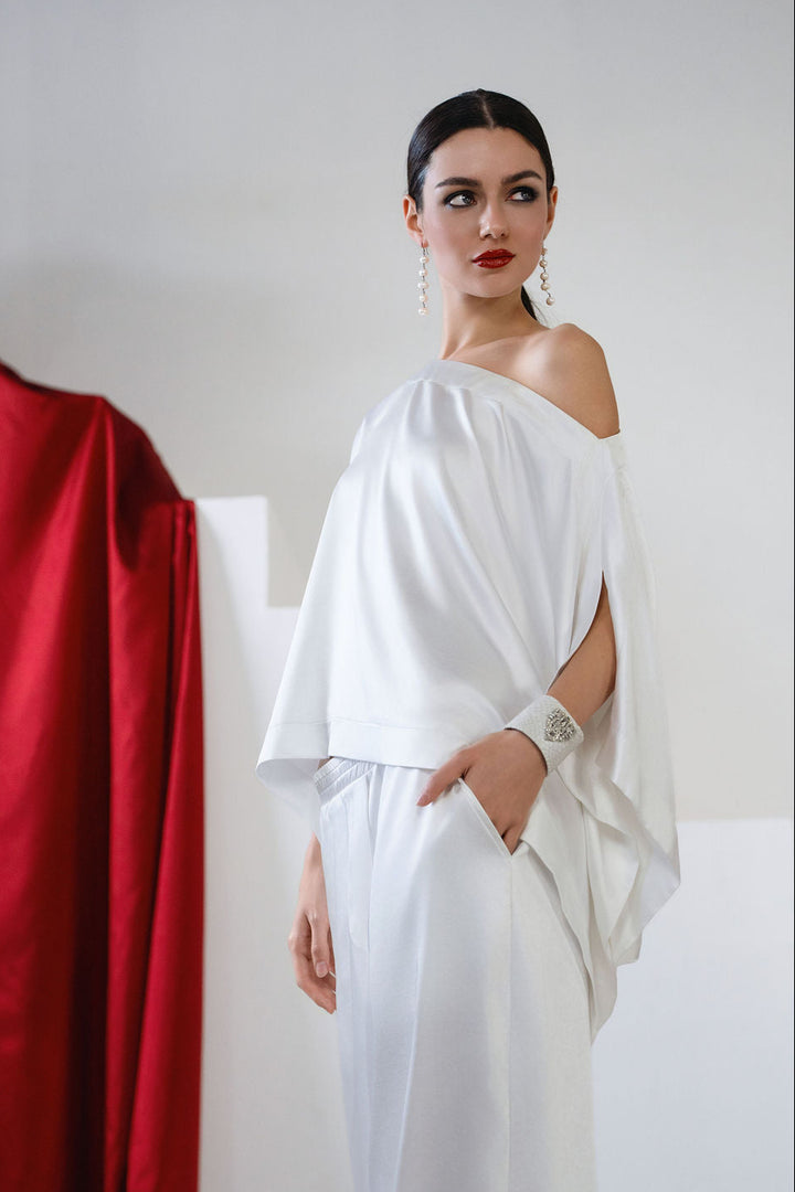 Holiday Sateen Off the Shoulder Blouse