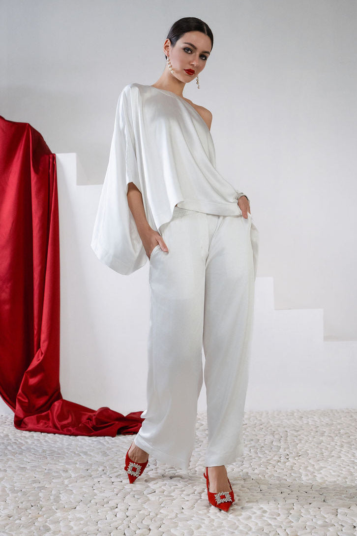 Holiday Sateen Off the Shoulder Blouse