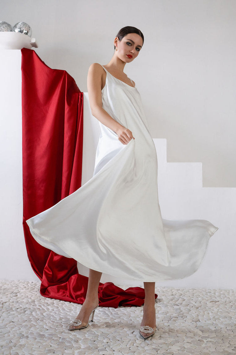 Holiday Sateen Slip Dress