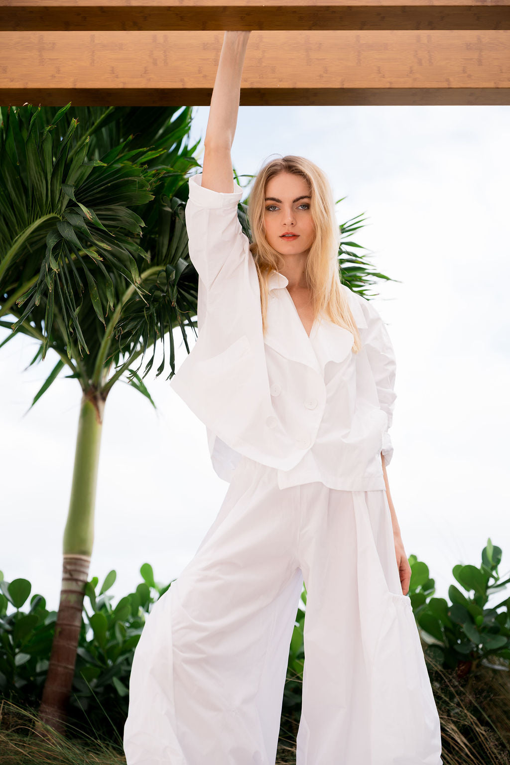 Nylon Cropped Sailor Jacket