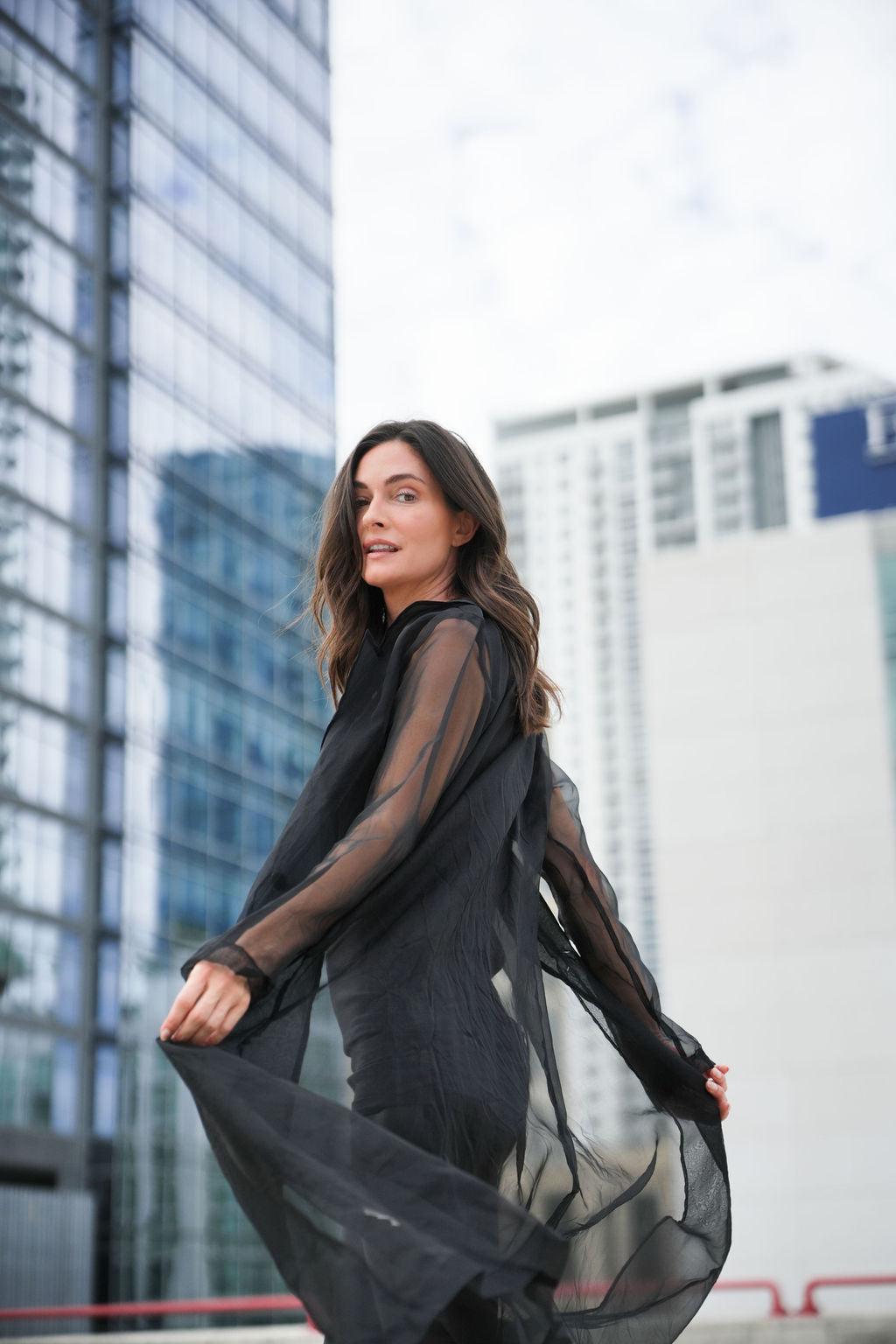 Organza Trench Coat - Black