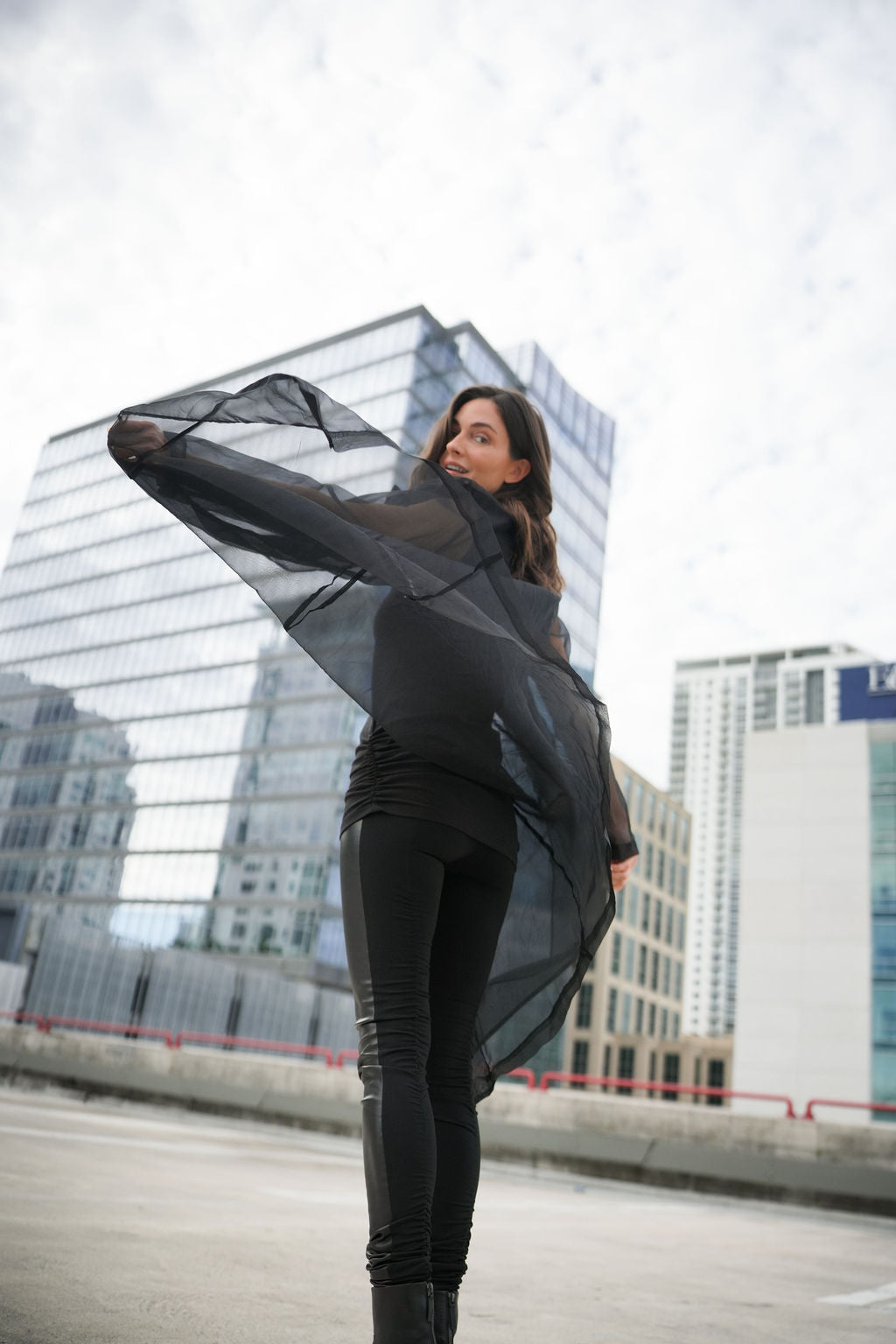 Organza Trench Coat - Black