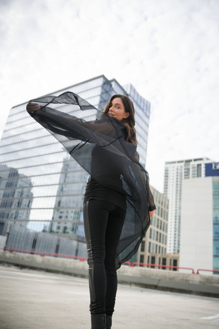 Organza Trench Coat - Black