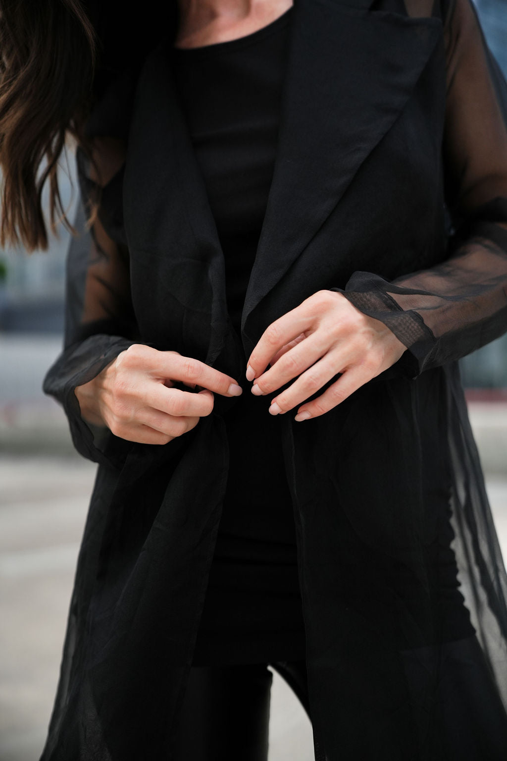 Organza Trench Coat - Black
