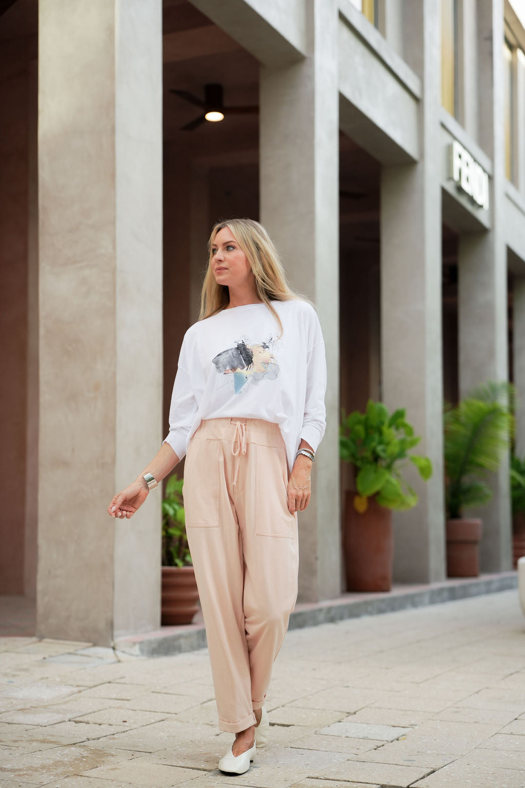 Pima Cotton "Watercolor" Luxury Boxy Tee - As Shown