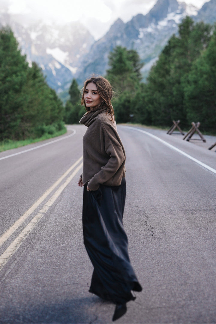 Pima Cotton Thermal Cowl Sweater - Turtle