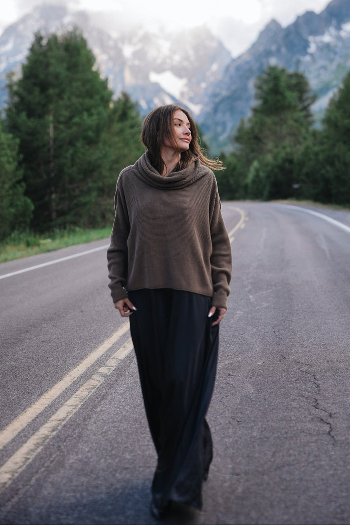 Pima Cotton Thermal Cowl Sweater - Turtle