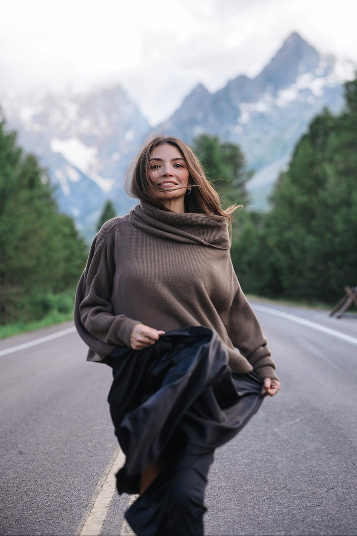 Pima Cotton Thermal Cowl Sweater - Turtle