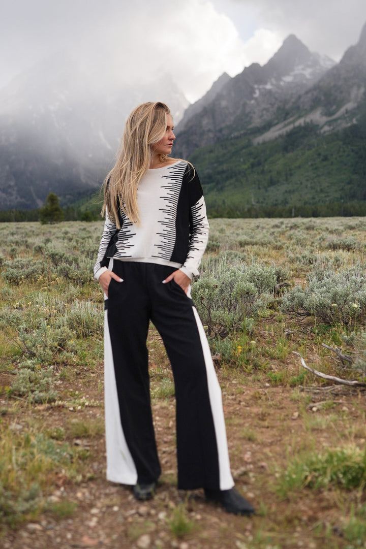 French Terry Side Tab Pants - Black/Stone