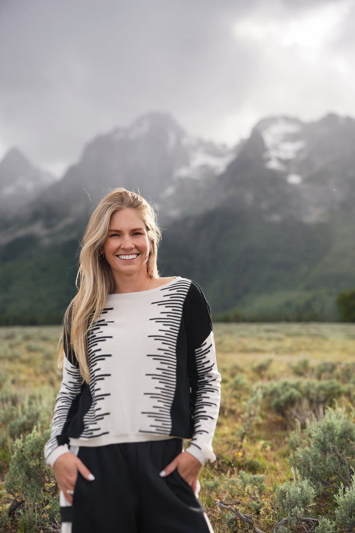 Pima Cotton Thrive Sweater - Black/Stone