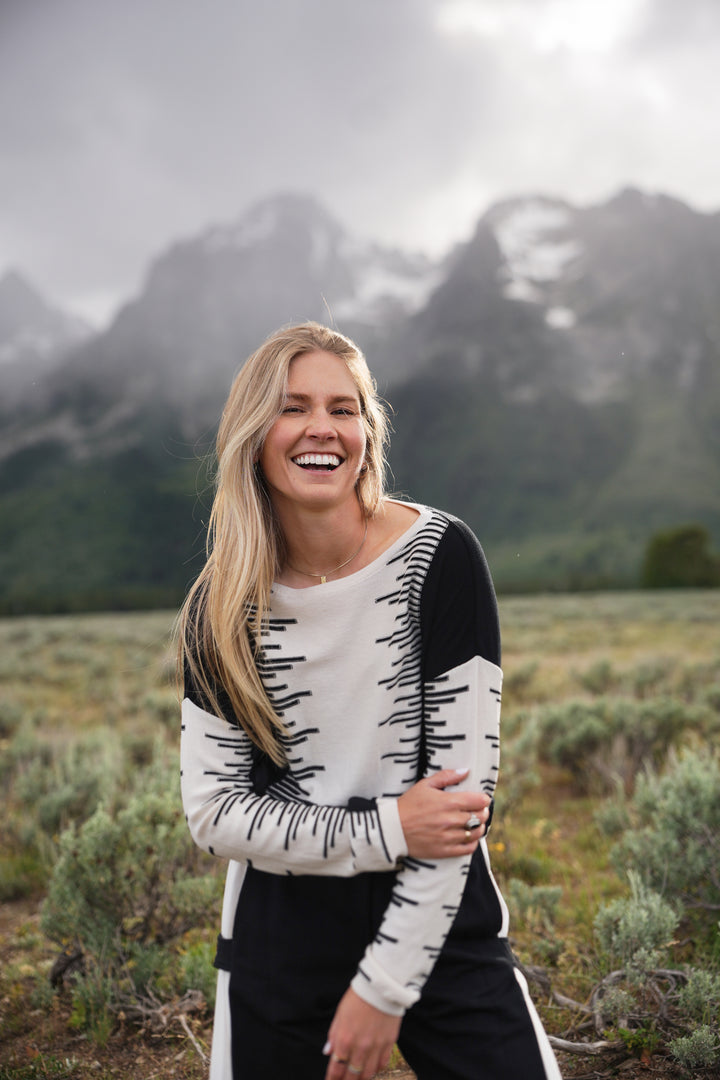 Pima Cotton Thrive Sweater - Black/Stone