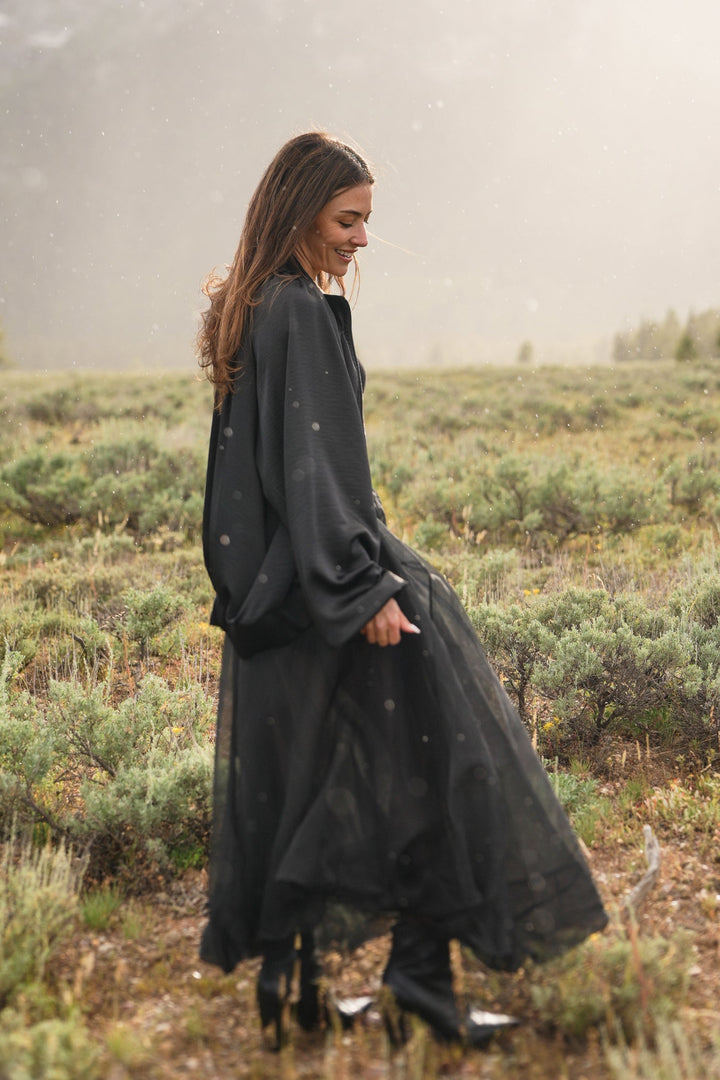 Sateen Evening Bomber - Black