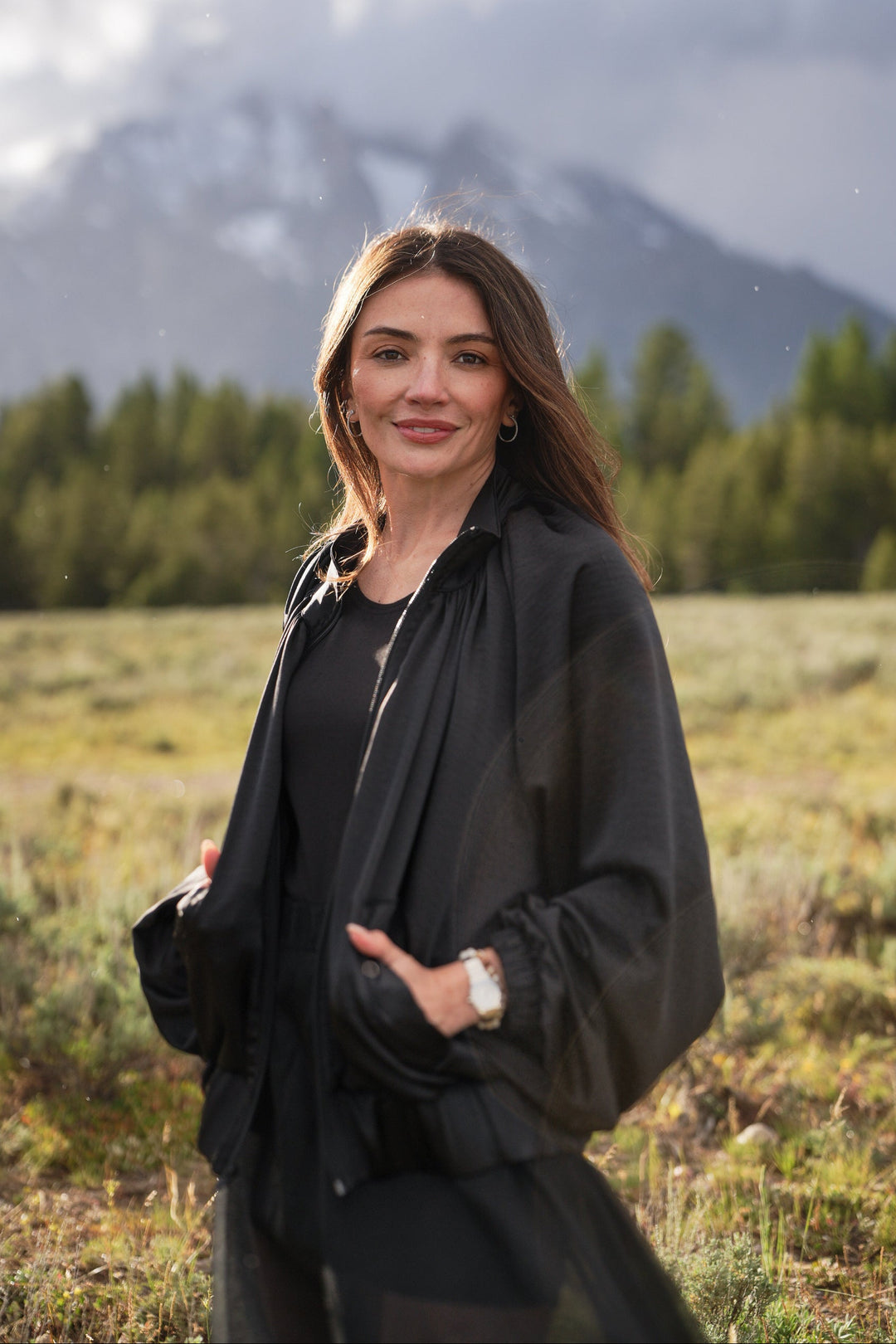 Sateen Evening Bomber - Black