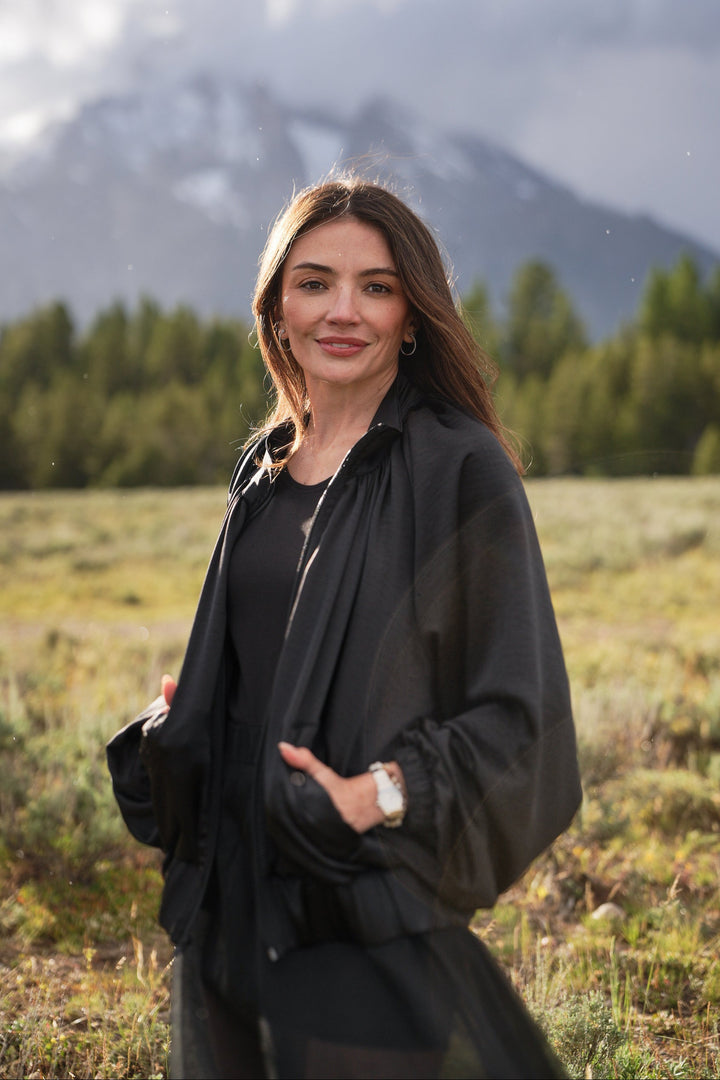 Sateen Evening Bomber - Black