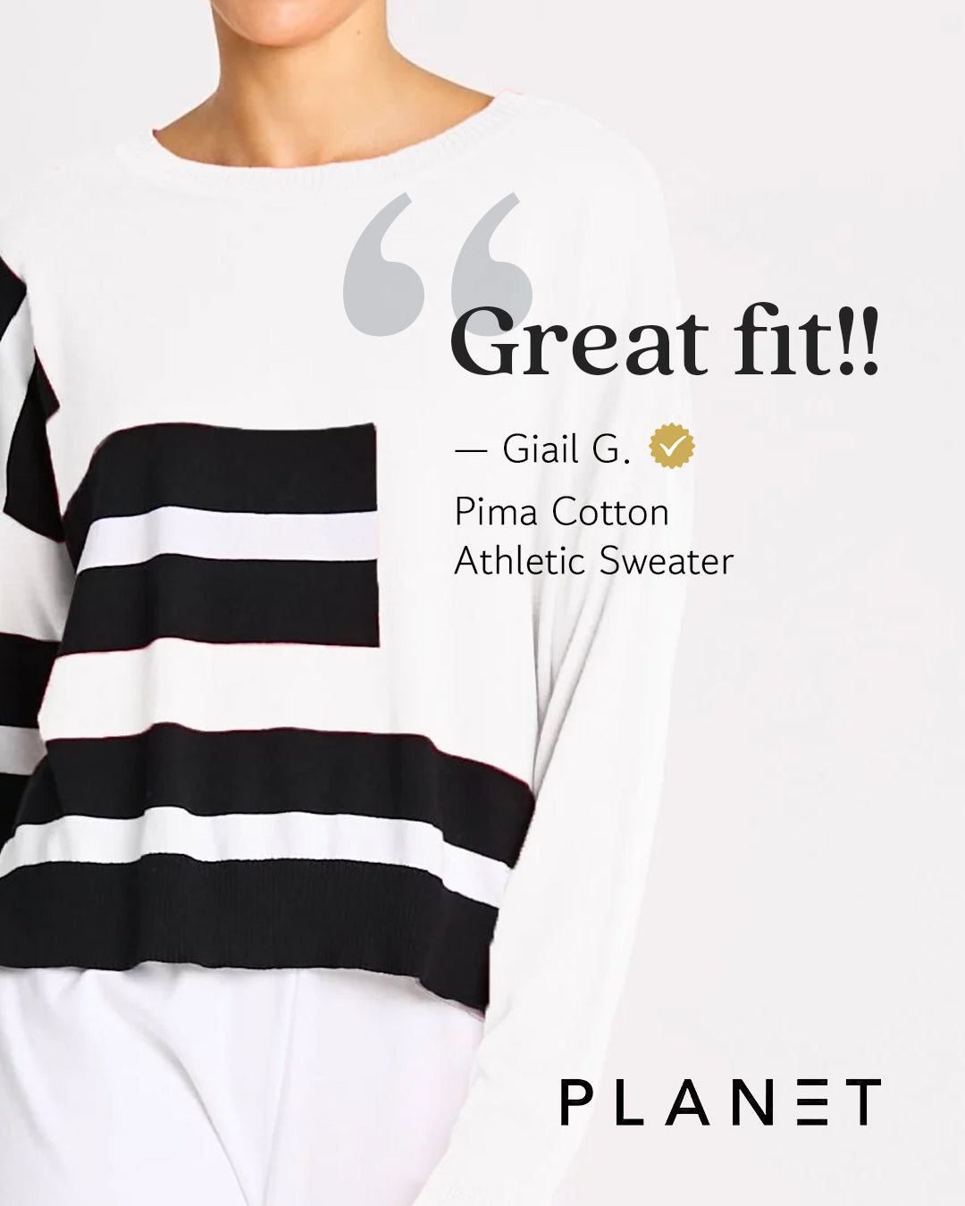 Pima Cotton Athletic Sweater - White