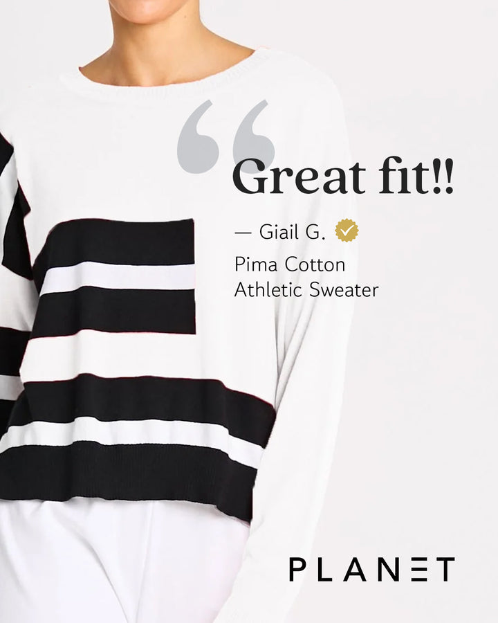 Pima Cotton Athletic Sweater - White