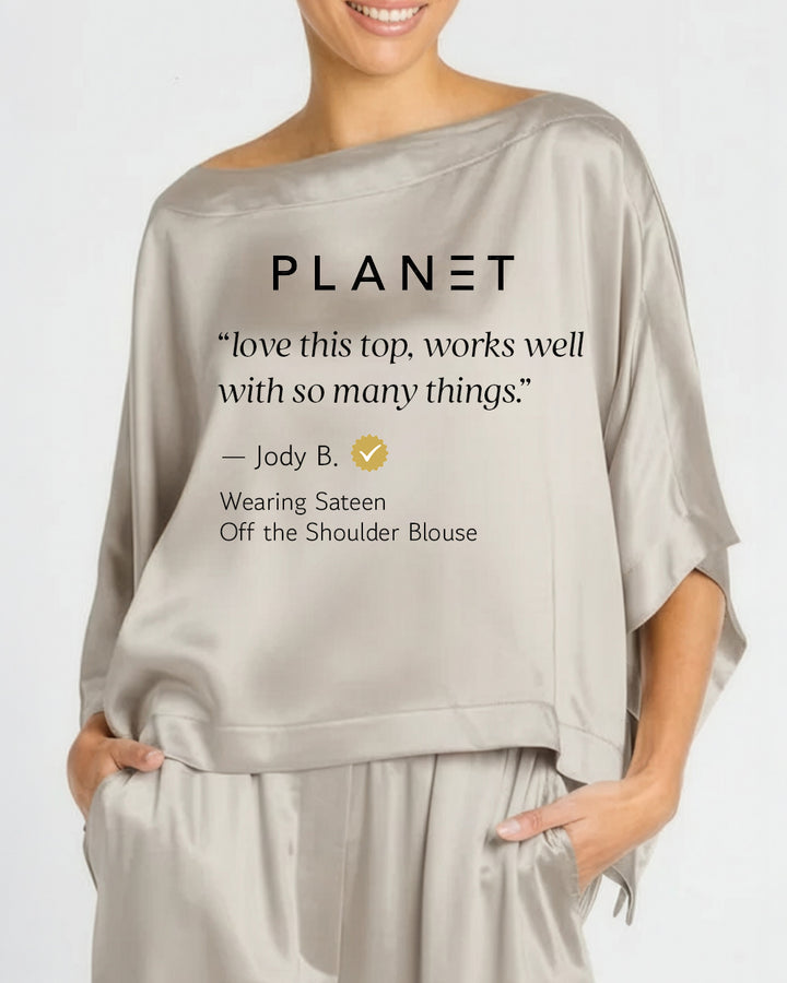 Sateen Off the Shoulder Blouse - Midnight
