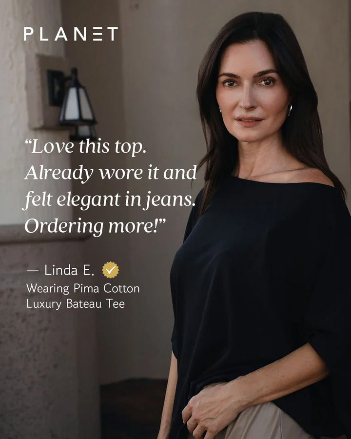 Pima Cotton Luxury Bateau Tee - Cameo