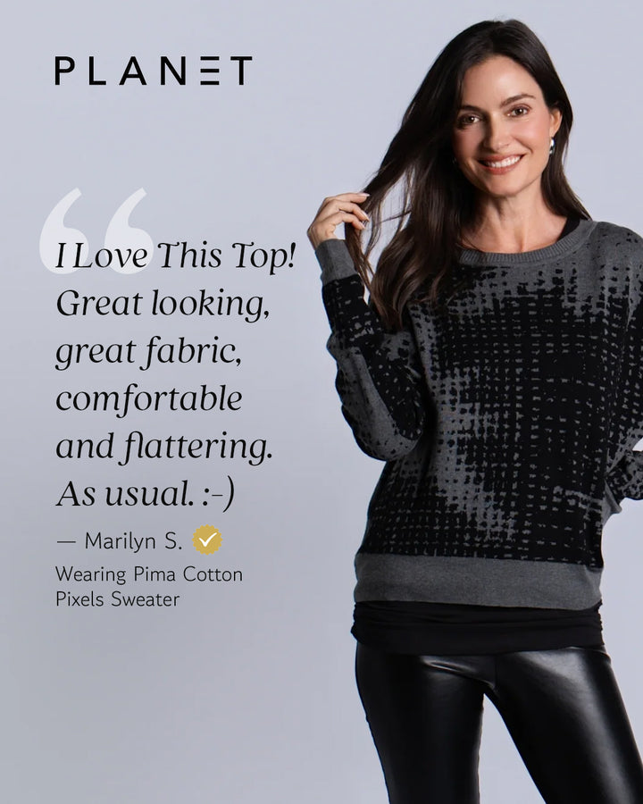 Pima Cotton Pixels Sweater - Midnight/Marina