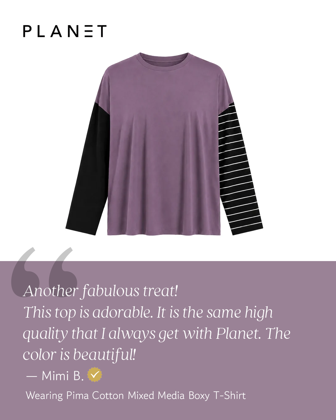 Pima Cotton Mixed Media Boxy T-Shirt - Galaxy