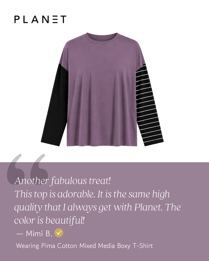 Pima Cotton Mixed Media Boxy T-Shirt - Galaxy