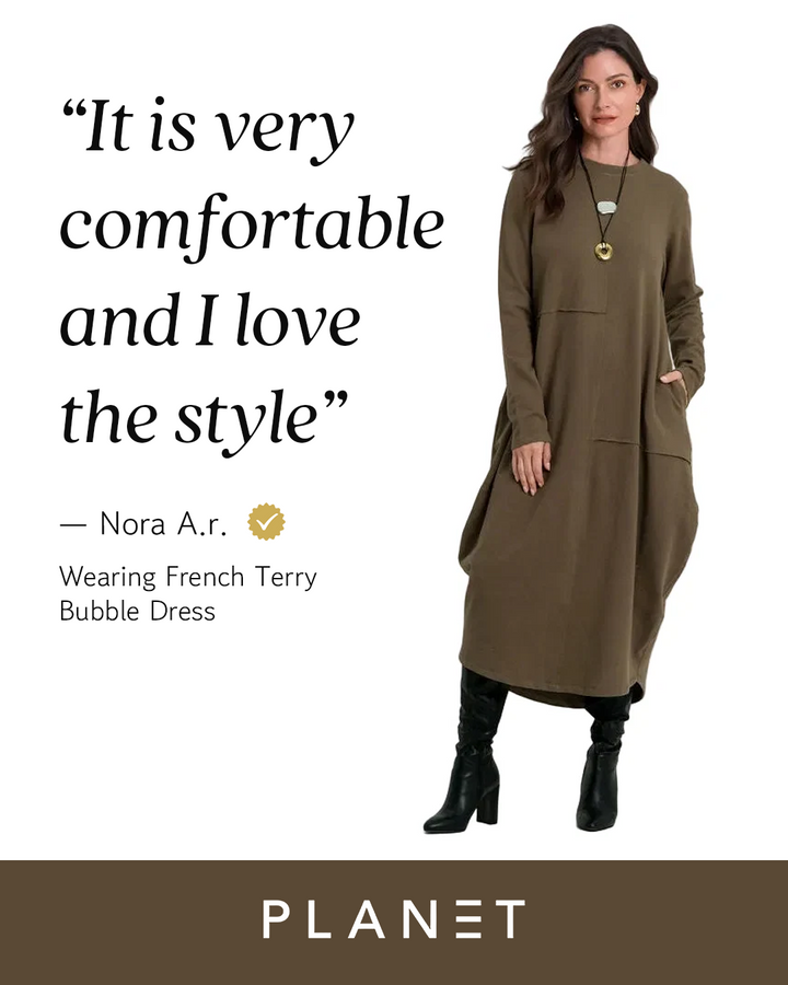 French Terry Bubble Dress - Obsidian
