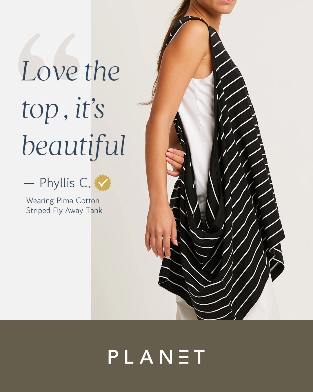Pima Cotton Striped Fly Away Tank/Top