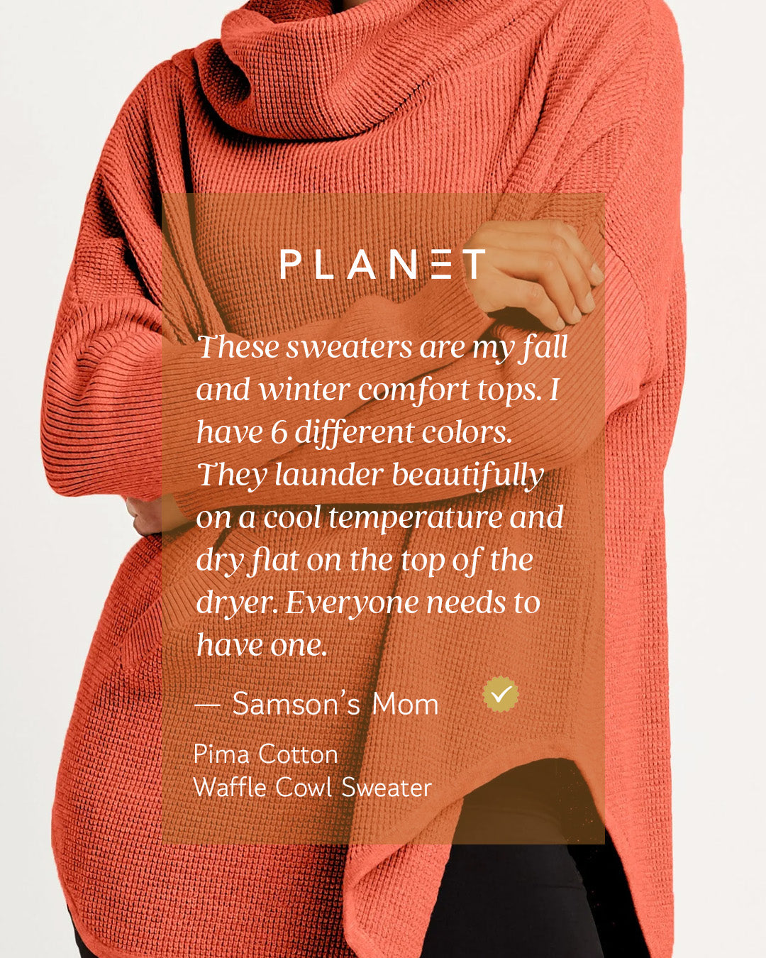 Pima Cotton Waffle Cowl Sweater - Citron