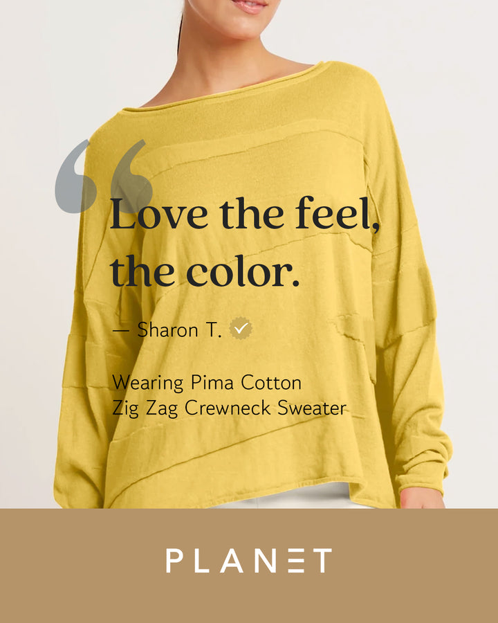 Pima Cotton Zig Zag Crewneck Sweater - Chartreuse