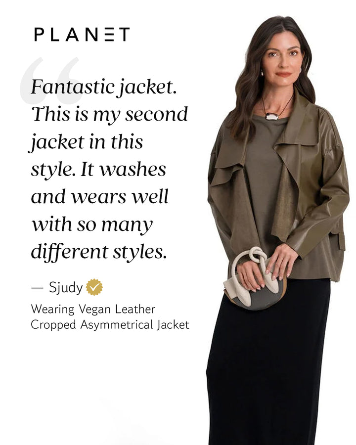Vegan Leather Cropped Asymmetrical Jacket - Silver