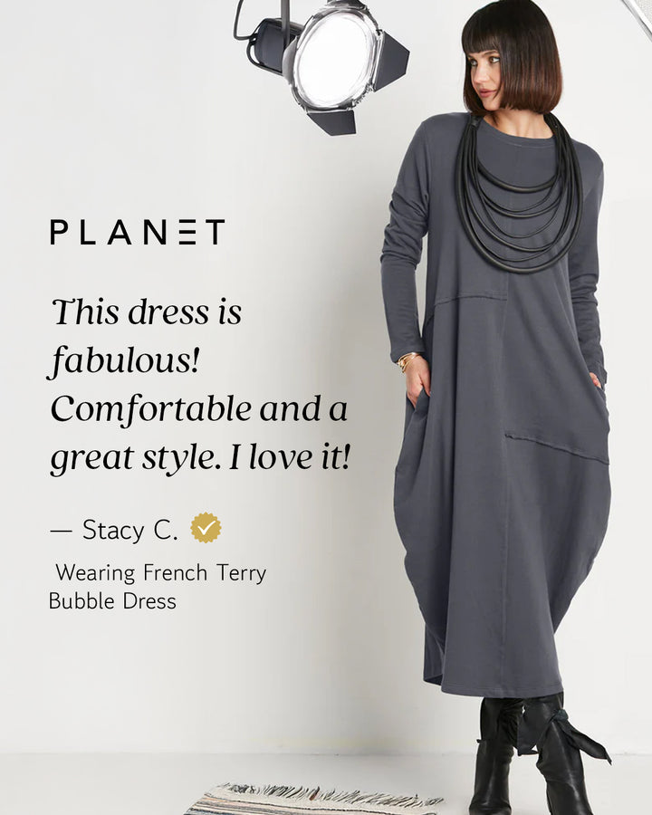 French Terry Bubble Dress - Loden