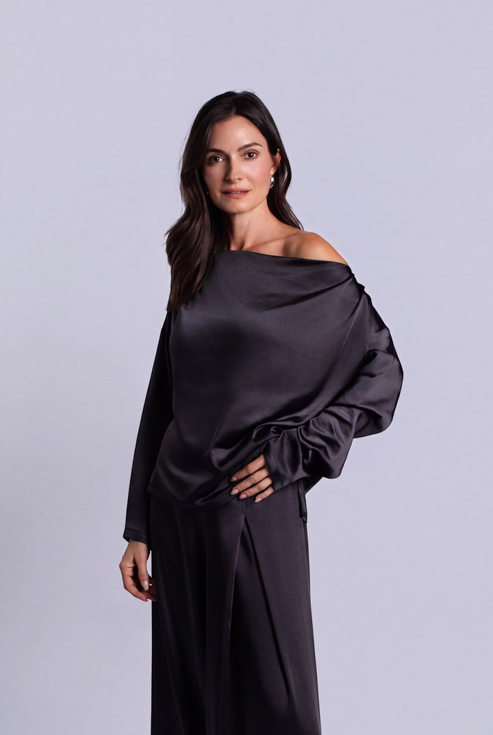 Sateen Evening Tee - Black