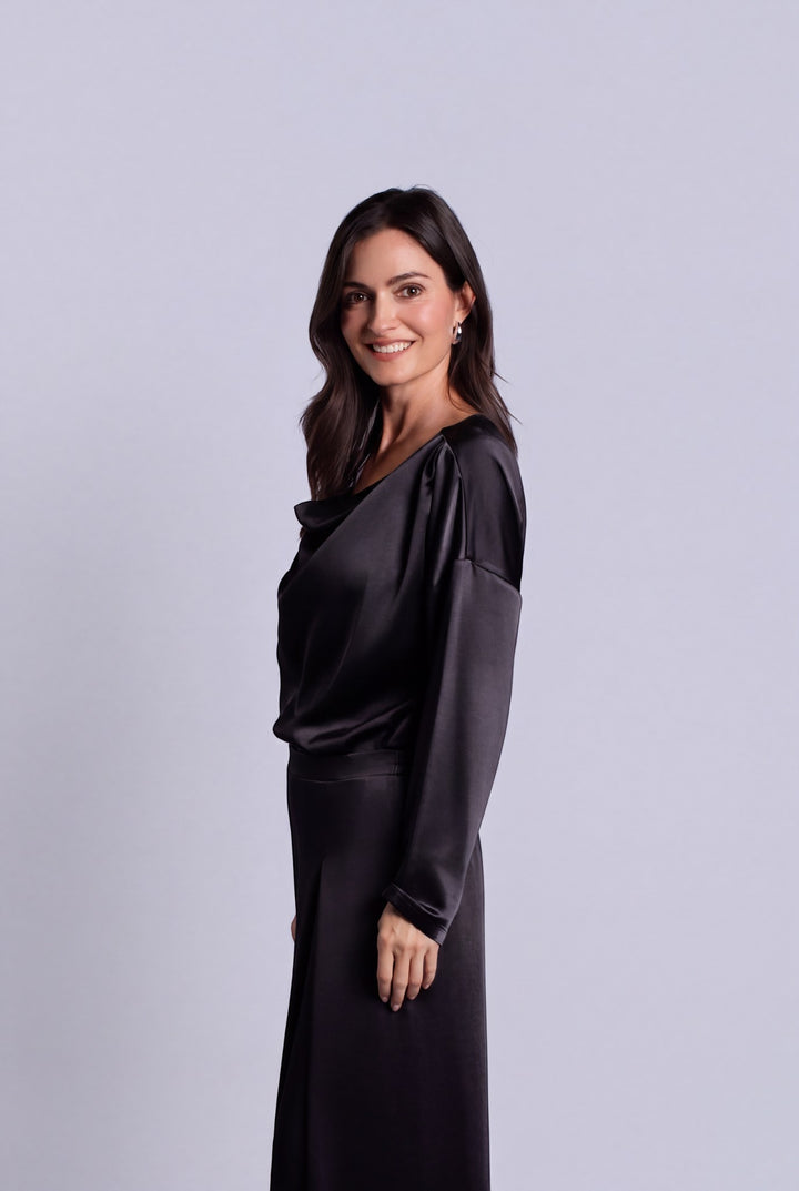 Sateen Evening Tee - Black